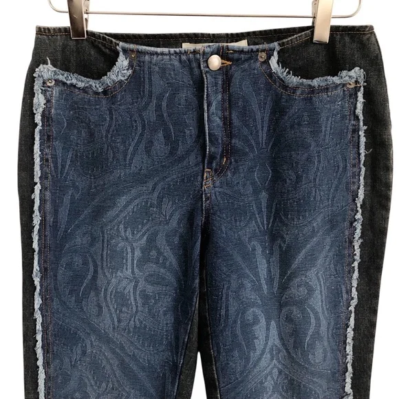 Moschino | NWT Two Tone Frayed Seam Donna Denim Jeans Size 8 - Picture 2 of 14